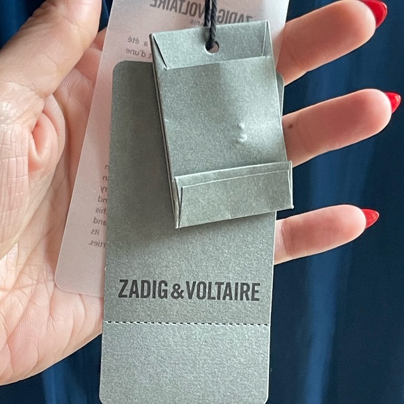 ZADIG & VOLTAIRE NWT Blue Rima Satin Midi Dress - Overseas Star Button Detail - Picture 9 of 15